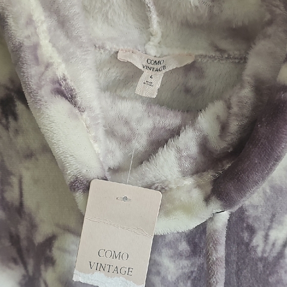 Como Vintage Purple and White Tie-Dye Cowl Neck Sweater - Picture 3 of 8